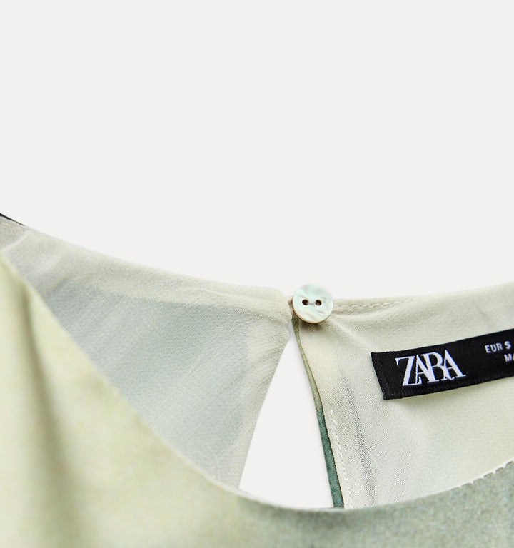 Moudda ZARA - Robe Midi Satin - Imprimé, Manches Courtes & Épaules - Tunisie 2