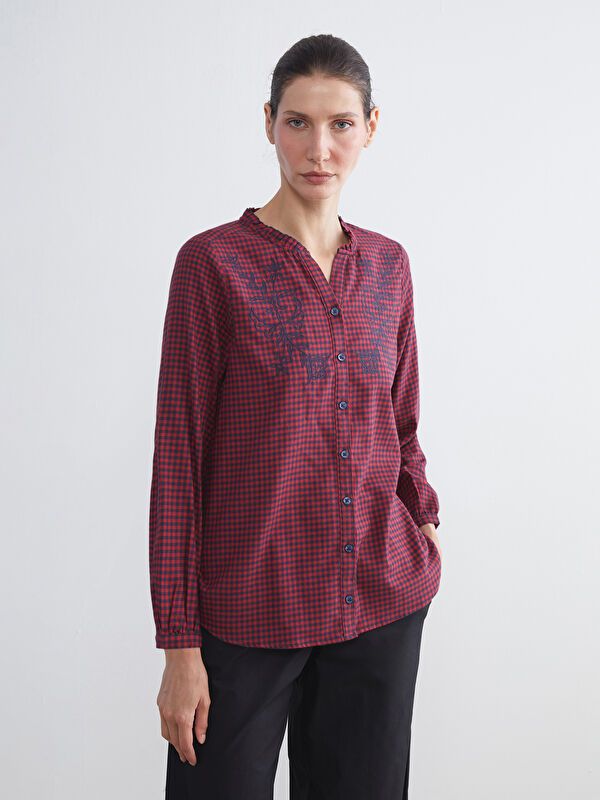 Moudda LC Waikiki - Chemise tissée manches longues Femme À carreaux rouges - Tunisie 1