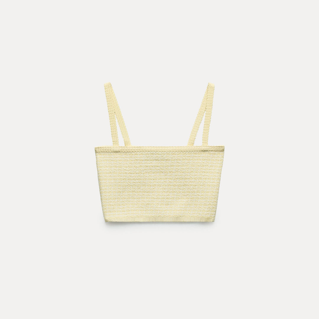 Moudda ZARA - Top jaune bandeau fines bretelles carreaux coordonné - Tunisie 1