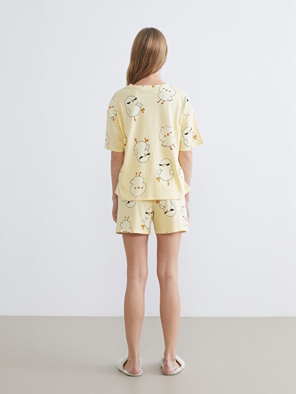 Moudda LC Waikiki - Short-Capri manches courtes pour Femme couleur Jaune clair imprimé - Tunisie 4