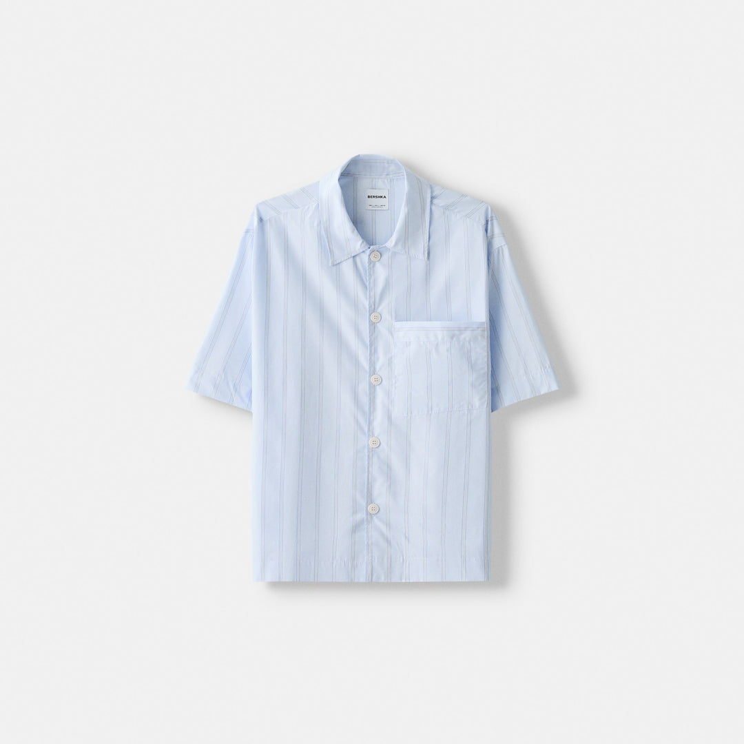 Moudda BERSHKA - Chemise manches courtes boxy rayure pyjama - Tunisie 2