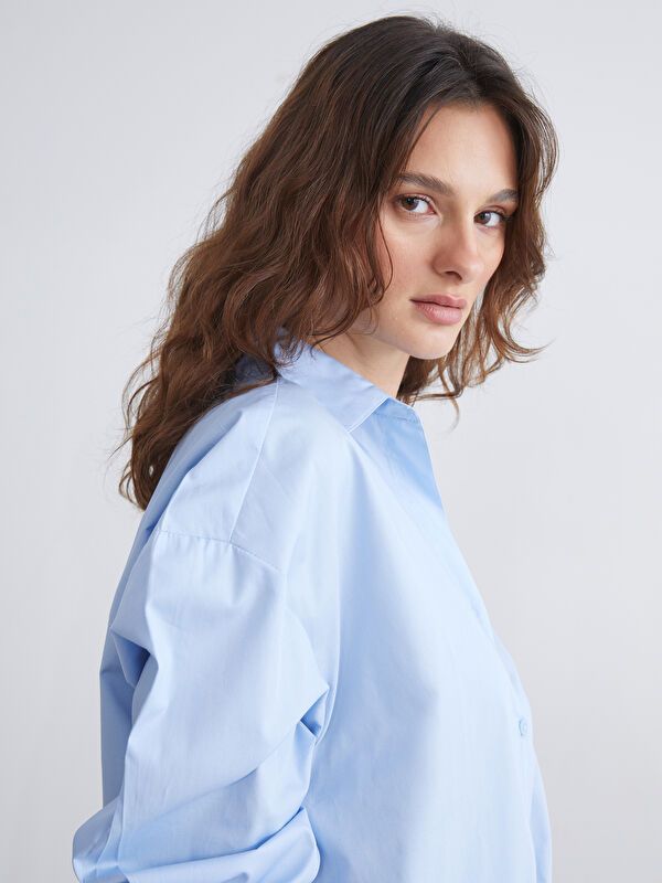 Moudda LC Waikiki - Chemise tissée manches longues Femme Bleu clair - Tunisie 3