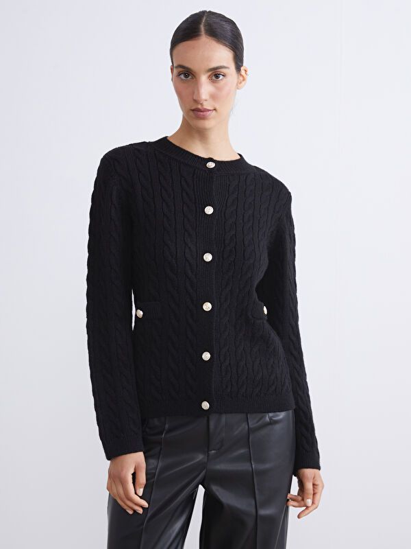Moudda LC Waikiki - Cardigan tricot épais Femme Noir - Tunisie 1