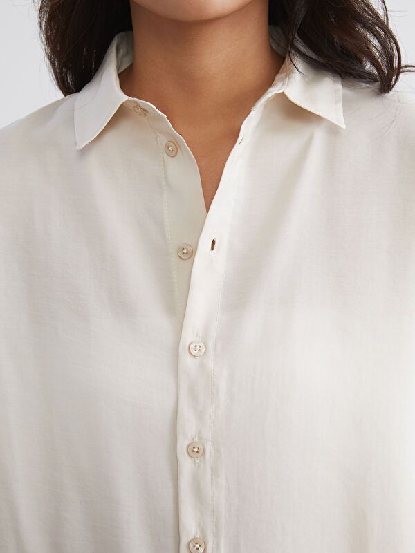 Moudda LC Waikiki - Chemise tissée manches longues Femme Beige clair - Tunisie 3