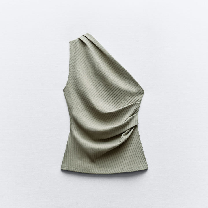 Moudda ZARA - Top Drapé Asymétrique Maille Côtelée - Tunisie 1
