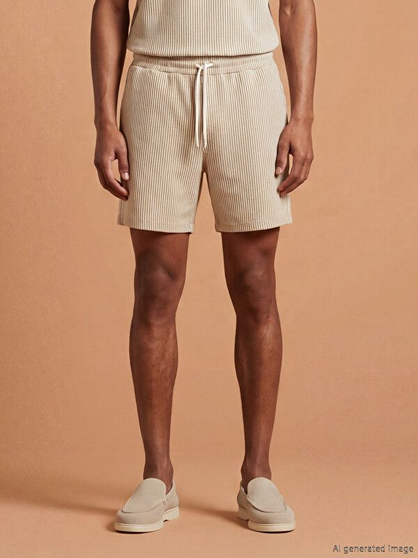 Moudda LC Waikiki - Short / Bermuda en jersey pour Homme couleur Beige rayé - Tunisie 2