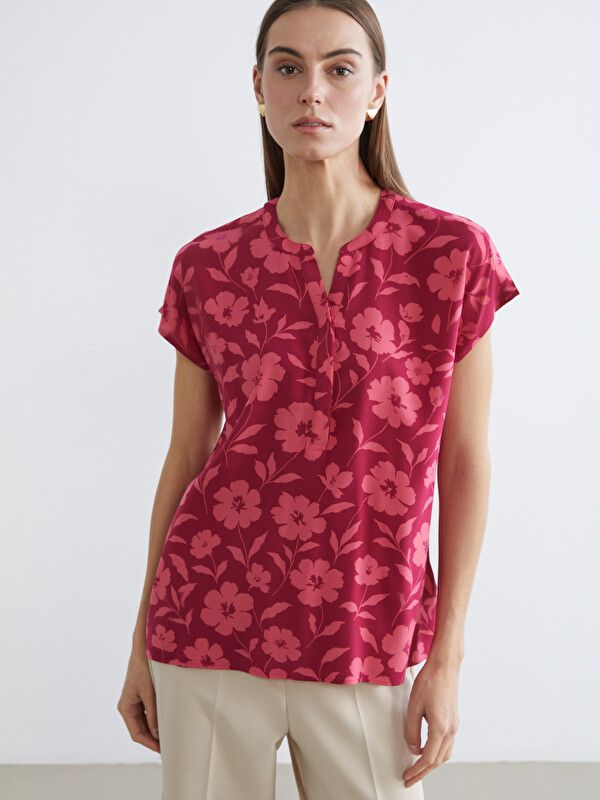 Moudda LC Waikiki - Blouse maternité à manches courtes pour Femme couleur Fuchsia imprimé - Tunisie 1