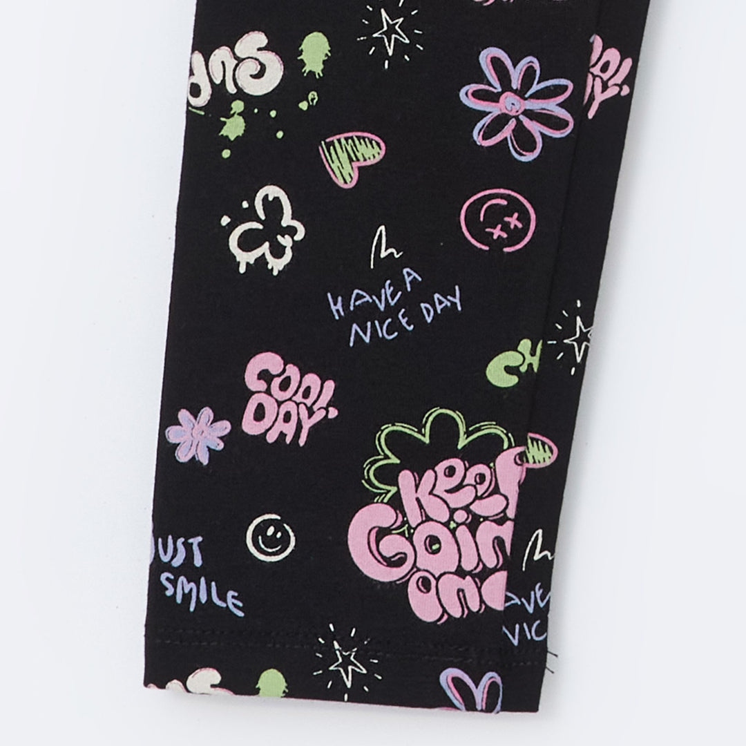 Moudda LC Waikiki - T-shirt en jersey stretch Fille Imprimé en noir - Tunisie 3