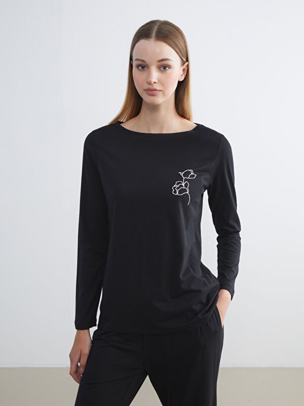 Moudda LC Waikiki - Pyjama en jersey manches longues Femme Noir - Tunisie 2