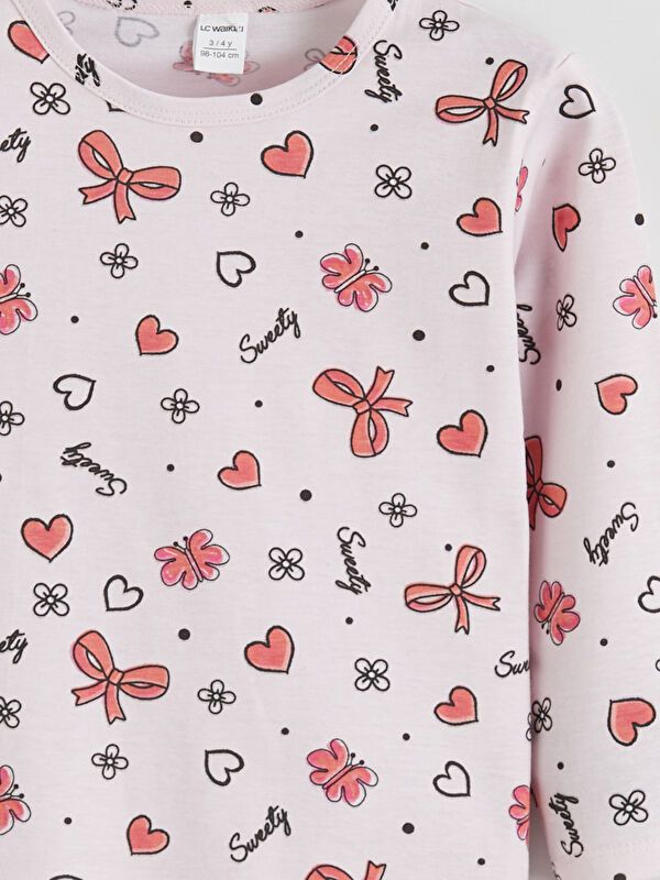 Moudda LC Waikiki - Pyjama manches longues en jersey mi-saison couleur Rose imprimé pour filles - Tunisie 6