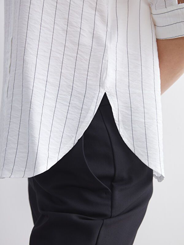 Moudda LC Waikiki - Blouse tissée manches longues Femme Rayures blanches - Tunisie 3