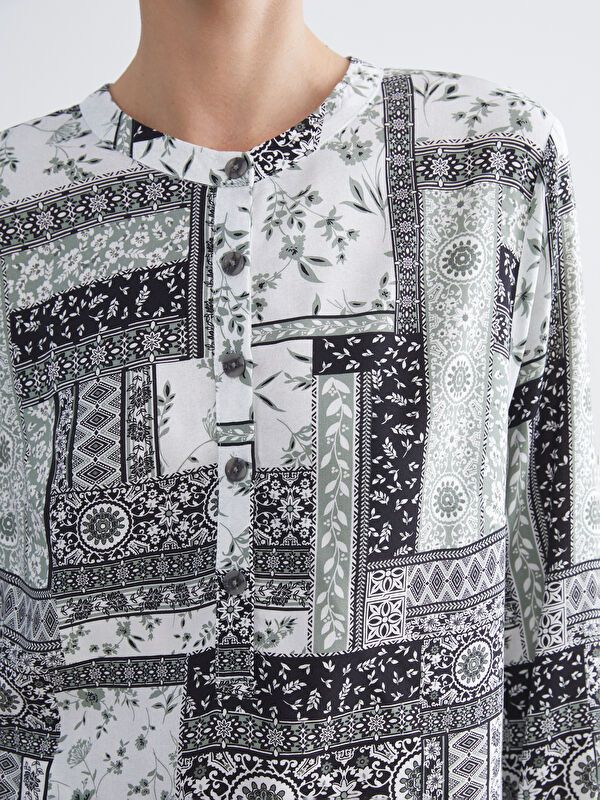 Moudda LC Waikiki - Tunique tissée imprimée manches longues Femme Imprimé en noir - Tunisie 3