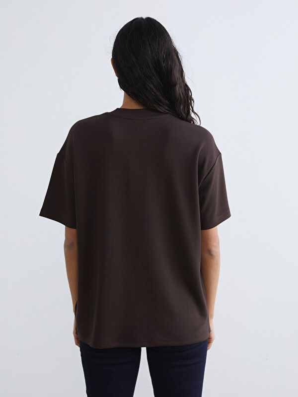Moudda LC Waikiki - Tunique manches courtes en jersey pour Femme couleur Marron foncé - Tunisie 4