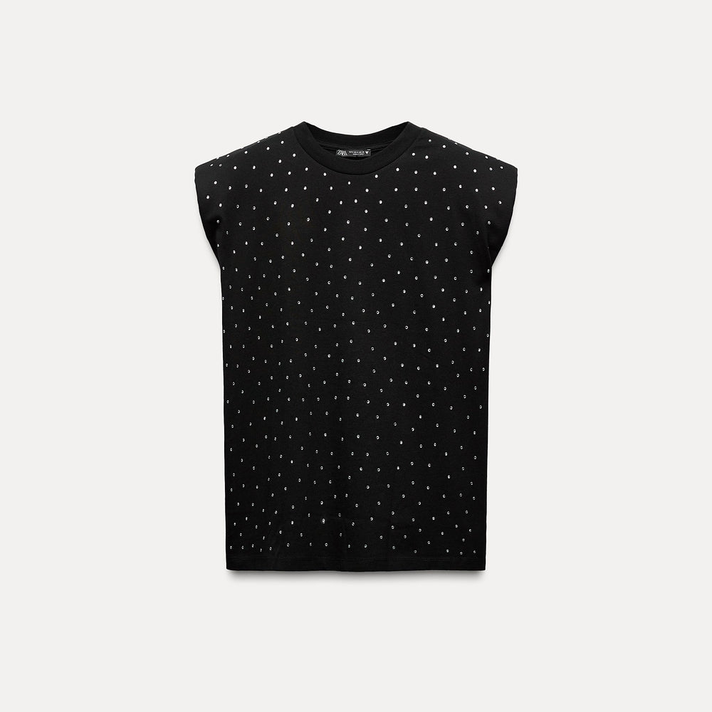 Moudda ZARA - T-shirt Sans Manches Épaulettes Strass - Tunisie 2