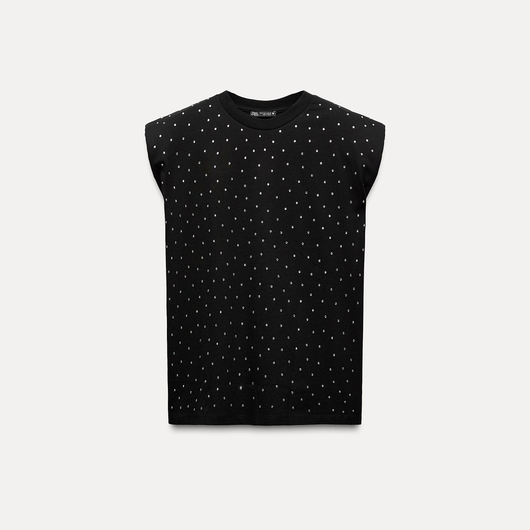 Moudda ZARA - T-shirt Sans Manches Épaulettes Strass - Tunisie 2