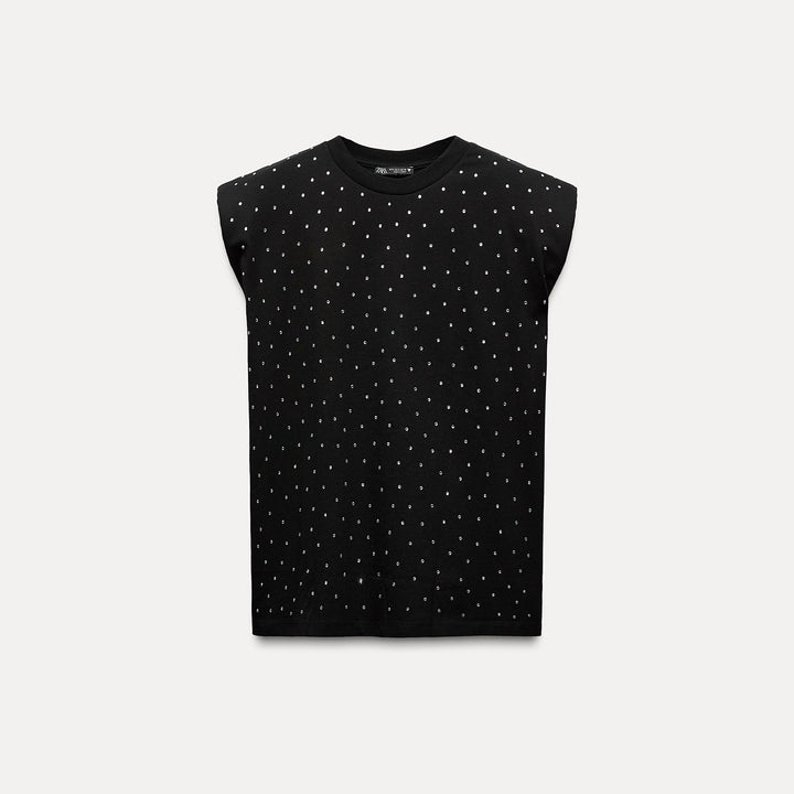 Moudda ZARA - T-shirt Sans Manches Épaulettes Strass - Tunisie 2