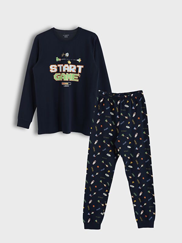 Moudda LC Waikiki - Pyjama en jersey manches longues Garçon Marine - Tunisie 1