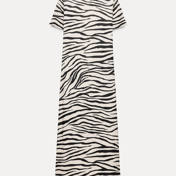 Moudda ZARA - Robe mi-longue manches courtes imprimé animalier - Tunisie 1