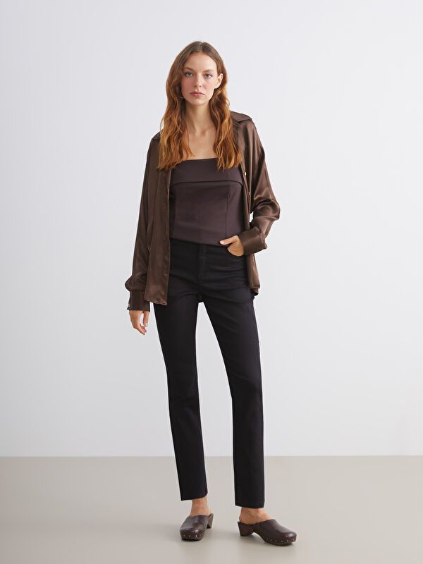 Moudda LC Waikiki - Pantalon tissé denim Femme Noir - Tunisie 1