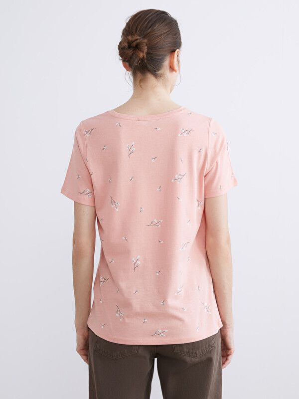 Moudda LC Waikiki - Body basique manches courtes en jersey pour Femme couleur Corail clair imprimé - Tunisie 4