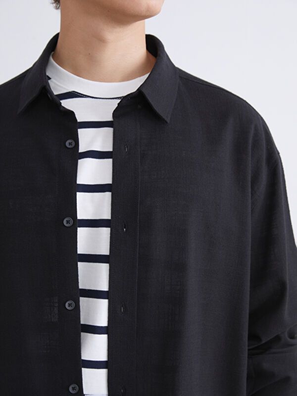 Moudda LC Waikiki - Chemise tissée manches longues Homme Noir - Tunisie 3