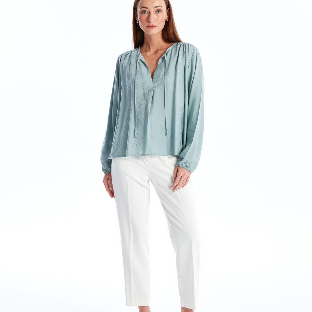 Moudda LC Waikiki - Blouse tissée manches longues Femme Vert terne - Tunisie 2