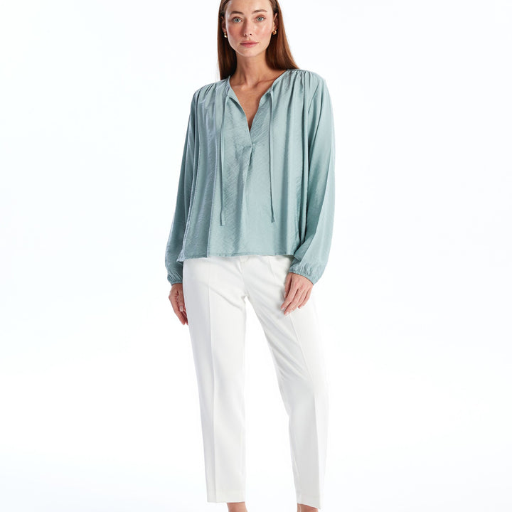 Moudda LC Waikiki - Blouse tissée manches longues Femme Vert terne - Tunisie 2