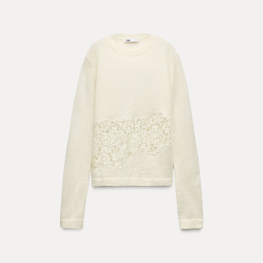 Moudda ZARA - Pull laine alpaga, détail dentelle - Tunisie 2