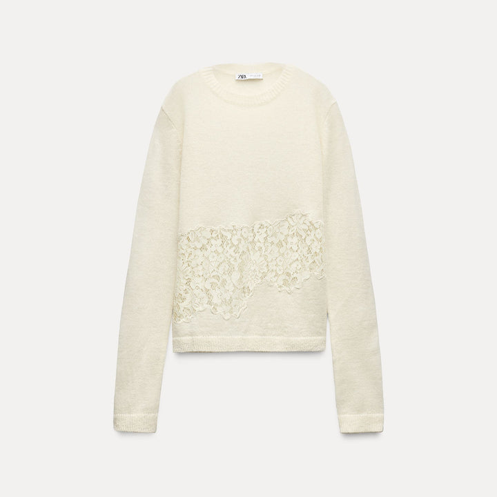 Moudda ZARA - Pull laine alpaga, détail dentelle - Tunisie 2