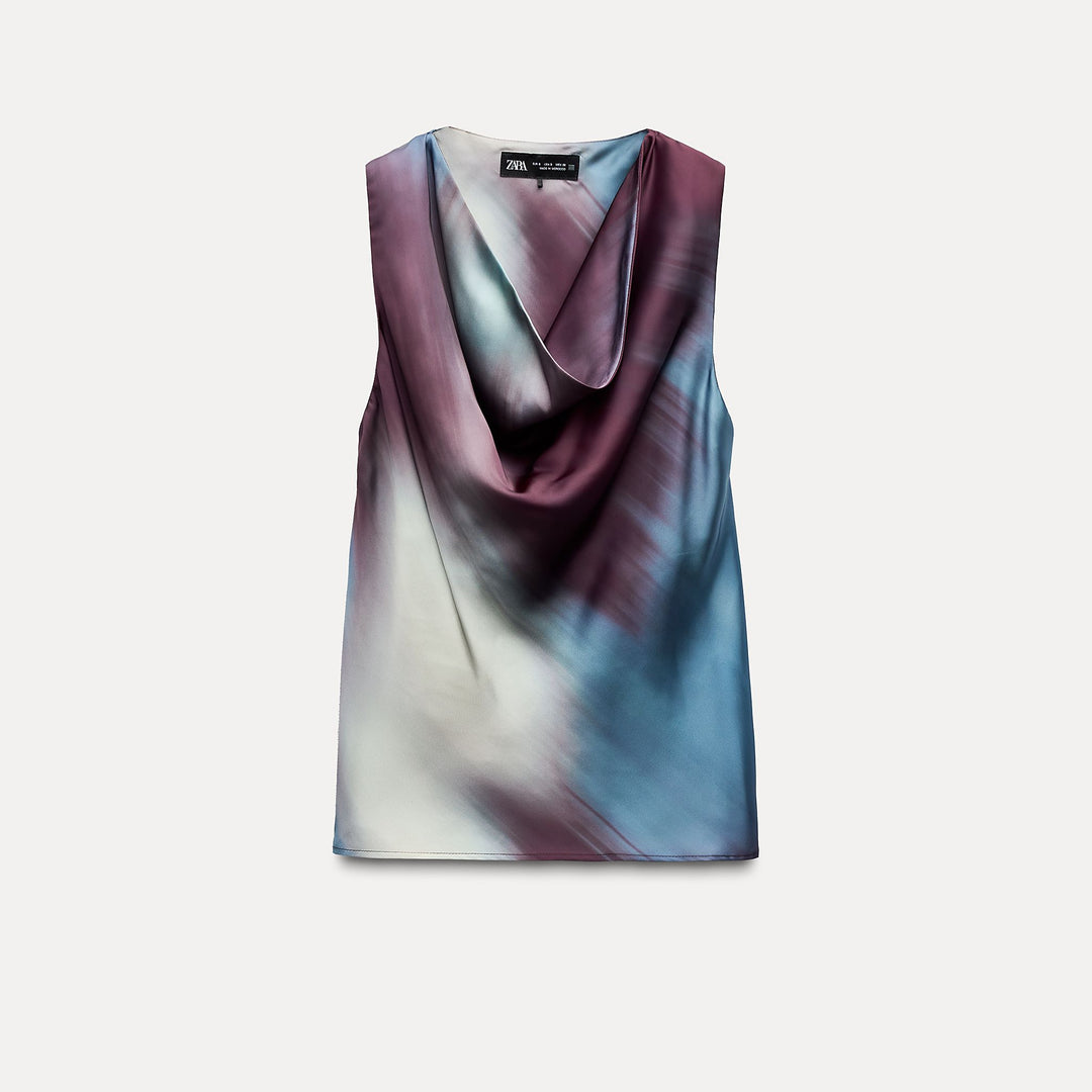 Moudda ZARA - Haut drapé imprimé tie & dye, froncé à la taille - Tunisie 2
