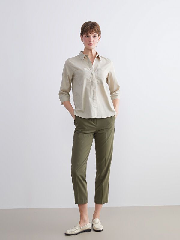 Moudda LC Waikiki - Chemise tissée manches longues Femme Gris - Tunisie 2