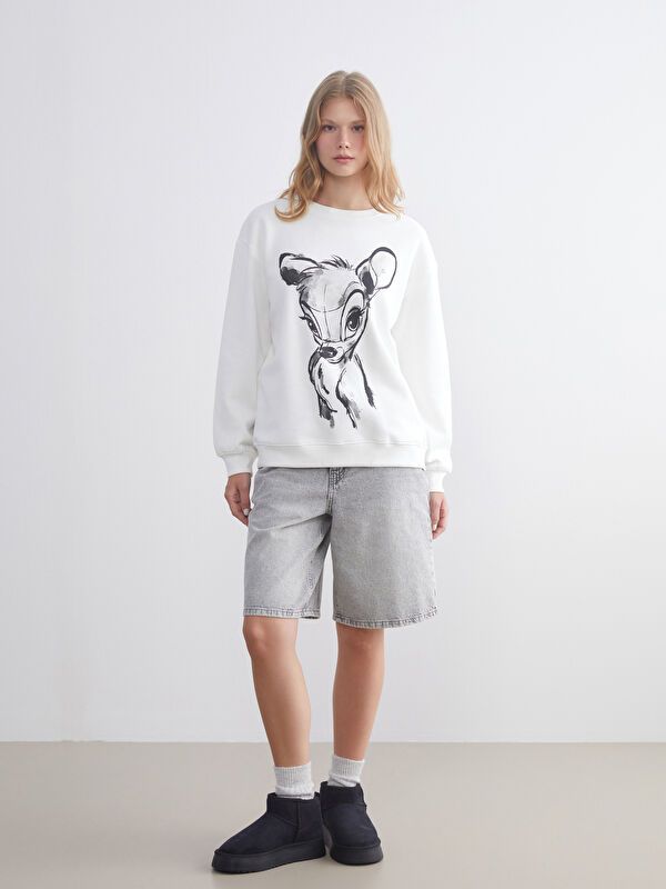 Moudda LC Waikiki - Sweatshirt en jersey sous licence Femme Ecru - Tunisie 2