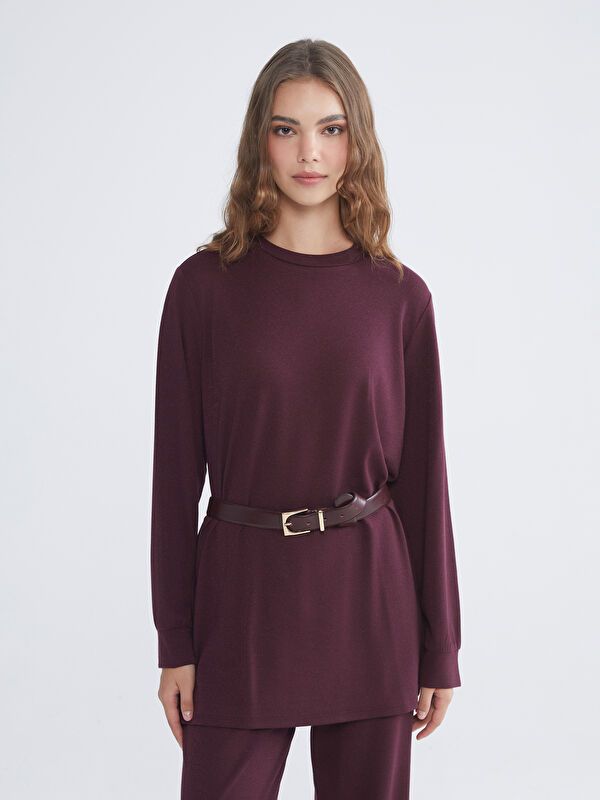 Moudda LC Waikiki - Tunique en jersey manches longues Femme Bordeaux - Tunisie 1