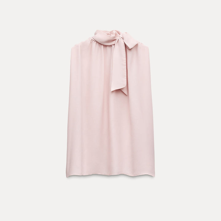 Moudda ZARA - Top en crêpe col bustier, nœud, manches courtes - Tunisie 1