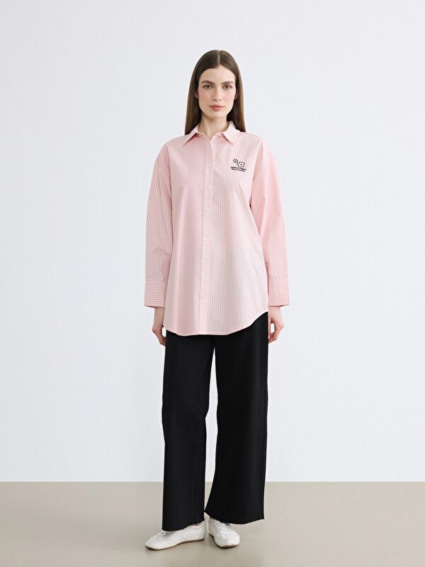 Moudda LC Waikiki - Tunique manches longues en tissu pour Femme couleur Rose rayé - Tunisie 2