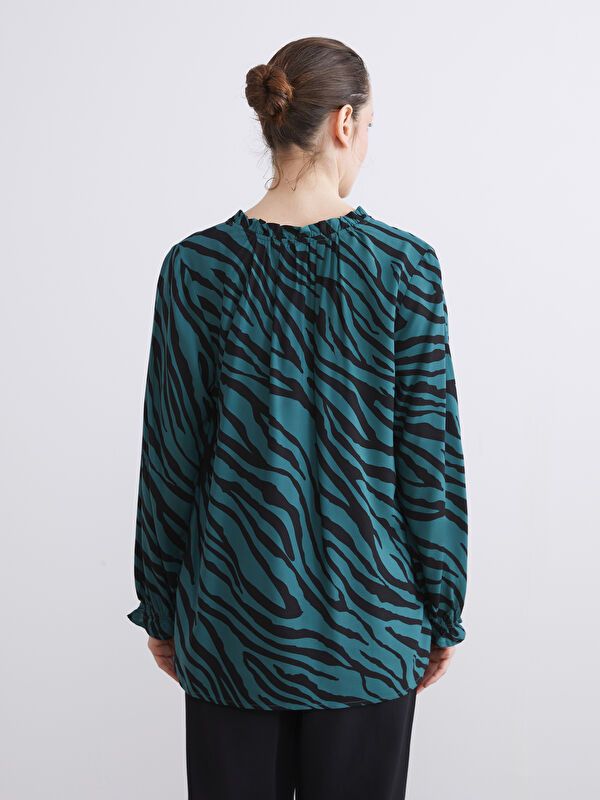 Moudda LC Waikiki - Blouse tissée imprimée manches longues Femme Imprimé vert - Tunisie 4