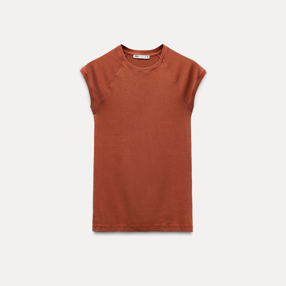 Moudda ZARA - T-shirt Coton Lavé Manches Courtes Raglan - Tunisie 2