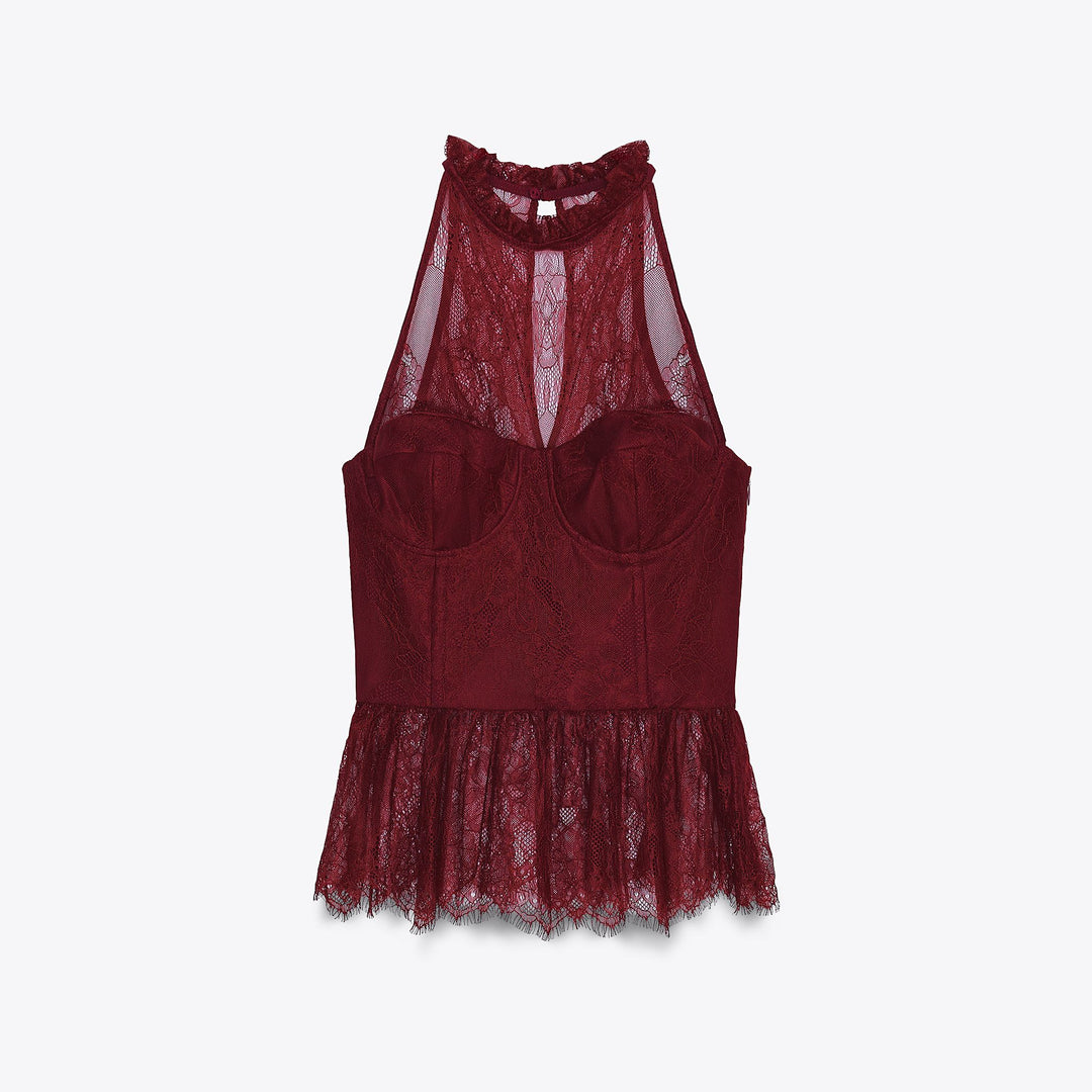 Moudda ZARA - Body Dentelle - Encolure Halter & Fronces Bas - Tunisie 1