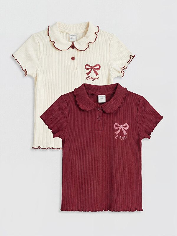 Moudda LC Waikiki - Pack de bodies manches courtes en jersey pour Fille couleur Bordeaux clair - Tunisie 1
