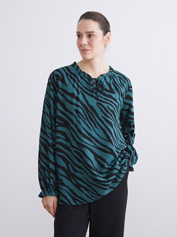 Moudda LC Waikiki - Blouse tissée imprimée manches longues Femme Imprimé vert - Tunisie 1