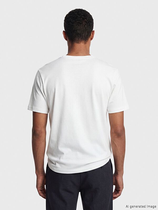 Moudda LC Waikiki - T-shirt manches courtes en jersey pour Homme couleur Crème - Tunisie 4