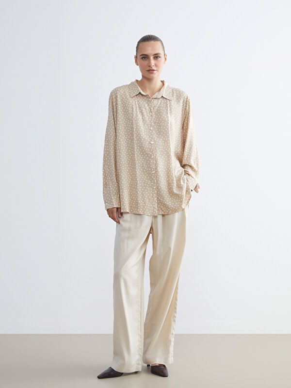 Moudda LC Waikiki - Chemise tissée imprimée manches longues Femme Imprimé beige - Tunisie 2