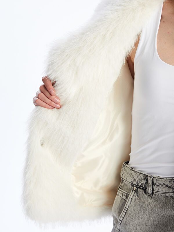 Moudda LC Waikiki - Manteau effet laine Femme Ecru - Tunisie 4