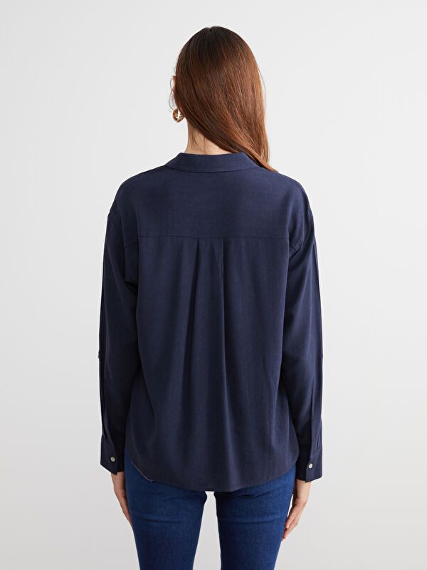 Moudda LC Waikiki - Chemise tissée manches longues Femme Marine - Tunisie 4