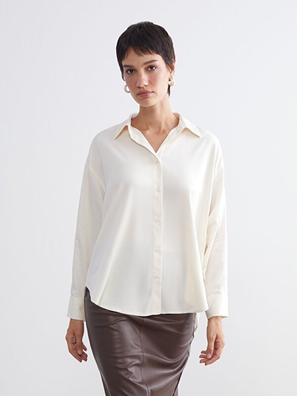 Moudda LC Waikiki - Chemise tissée manches longues Femme Crème - Tunisie 1