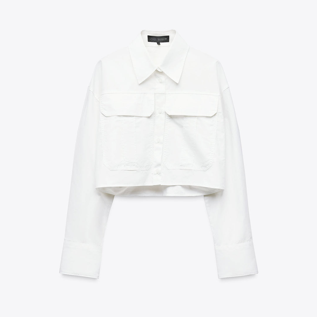 Moudda ZARA - Chemise Cropped Popeline - Poches Devant - Tunisie 1