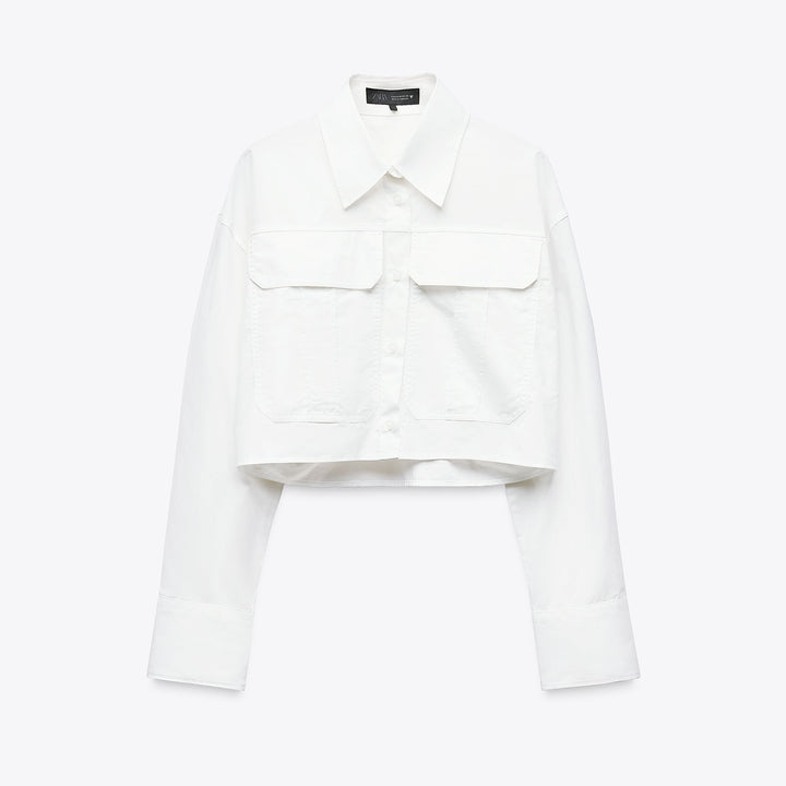 Moudda ZARA - Chemise Cropped Popeline - Poches Devant - Tunisie 1