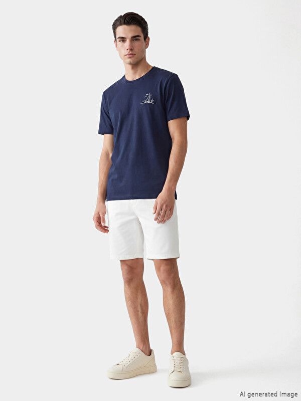 Moudda LC Waikiki - T-shirt imprimé manches courtes en jersey pour Homme couleur Nouveau Bleu marine - Tunisie 2