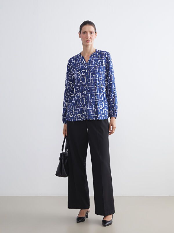 Moudda LC Waikiki - Chemise tissée imprimée manches longues Femme Imprimé marine - Tunisie 2