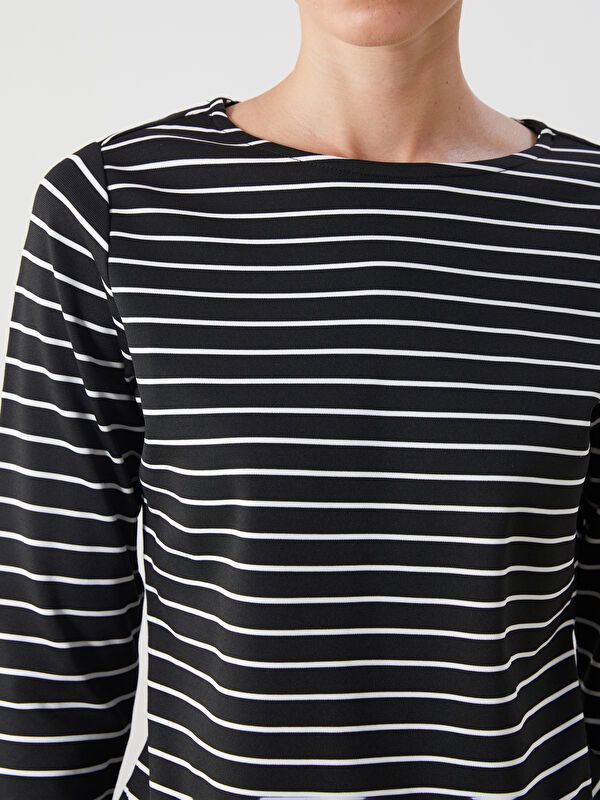 Moudda LC Waikiki - Body jersey manches longues Femme Rayures noires - Tunisie 3